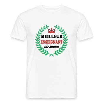 MEILLEUR ENSEIGNANT DU MONDE - T-shirt homme - blanc - Devant - AI Model Male 178 dark (178cm)