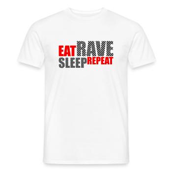Manger dormir rave répéter nourriture sommeil corbeau disant - T-shirt homme - blanc - Devant - AI Model Male 178 dark (178cm)