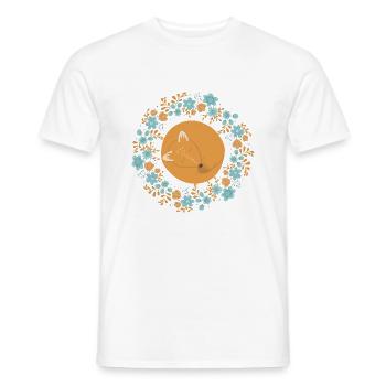 Schlafender Fuchs im Blütenkranz für Naturliebhabe - Männer T-Shirt - Weiß - Vorne - AI Model Male 178 dark (178cm)