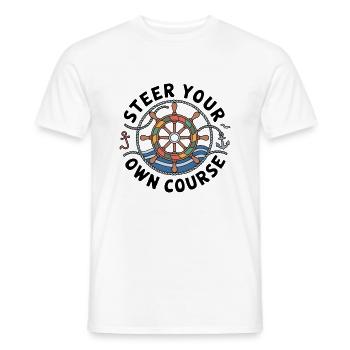 Boat Captian Shirt Steer Your Own Course - Männer T-Shirt - Weiß - Vorne - AI Model Male 178 dark (178cm)