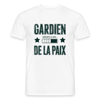 Gardien de la paix chargement en cours - T-shirt homme - blanc - Devant - AI Model Male 178 dark (178cm)