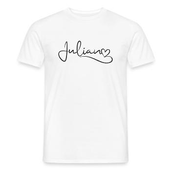 Julian Last Name First Name Heart Decor - Men's T-Shirt - white - Front - AI Model Male 178 dark (178cm)