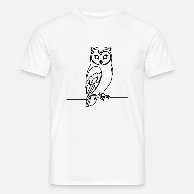 Eule Einzeilig - Männer T-Shirt - Weiß