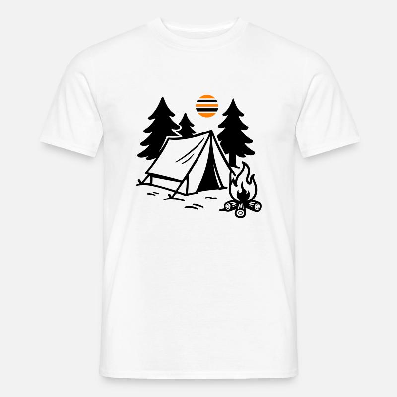 Zelt Lagerfeuer Camping - Männer T-Shirt - Weiß
