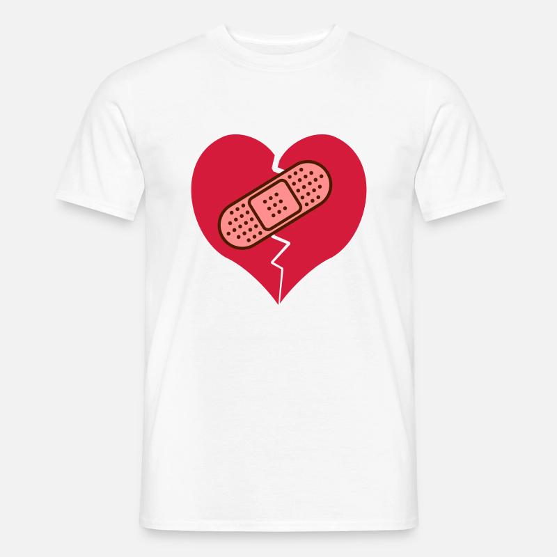 gebrochenes Herz mit Pflaster - Männer T-Shirt - Weiß