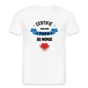 certifié meilleur papa du monde cadeau - T-shirt homme - blanc - Devant - AI Model Male 178 dark (178cm)