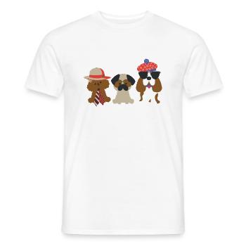 Chiens, trio, illustration, brun, chapeau, gang - T-shirt homme - blanc - Devant - AI Model Male 178 dark (178cm)
