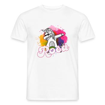 ROSA - Beautiful name with dabbing unicorn - Men's T-Shirt - white - Front - AI Model Male 178 dark (178cm)