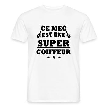 ce mec est un super coiffeur / humour coiffeur - T-shirt homme - blanc - Devant - AI Model Male 178 dark (178cm)