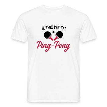 je peux pas j ai ping-pong - T-shirt homme - blanc - Devant - AI Model Male 178 dark (178cm)