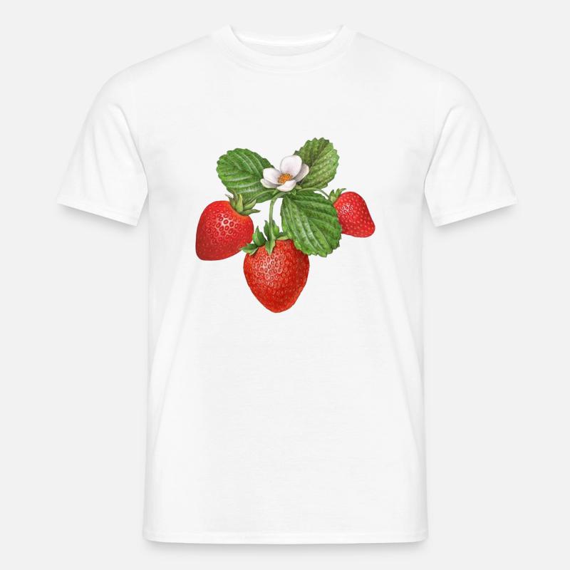 Saftige rote Erdbeere, Sommer - Männer T-Shirt - Weiß