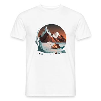 Camping dans les montagnes autour du feu de camp - T-shirt homme - blanc - Devant - AI Model Male 178 dark (178cm)