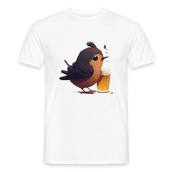 Petit oiseau profitant de sa bière - T-shirt homme - blanc - Devant - AI Model Male 178 dark (178cm)