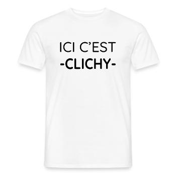 Ici c'est Clichy (noir) - T-shirt homme - blanc - Devant - AI Model Male 178 dark (178cm)