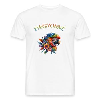 Passionné perroquet floral - T-shirt homme - blanc - Devant - AI Model Male 178 dark (178cm)