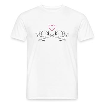 Éléphants amoureux - T-shirt homme - blanc - Devant - AI Model Male 178 dark (178cm)