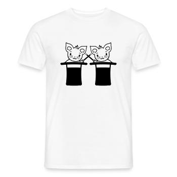 2 chats sorciers magiques enchantés Top Hat - T-shirt homme - blanc - Devant - AI Model Male 178 dark (178cm)