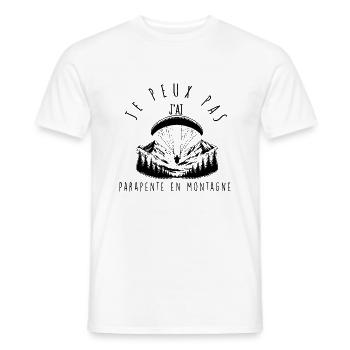 I can't, I have Paragliding in the mountains - Men's T-Shirt - white - Front - AI Model Male 178 dark (178cm)