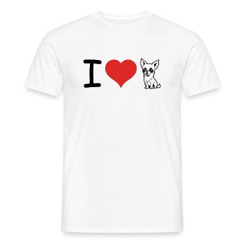 I love Chihuahua Heartbeat Pulse - Pet Design - Men's T-Shirt - white - Front - AI Model Male 178 dark (178cm)
