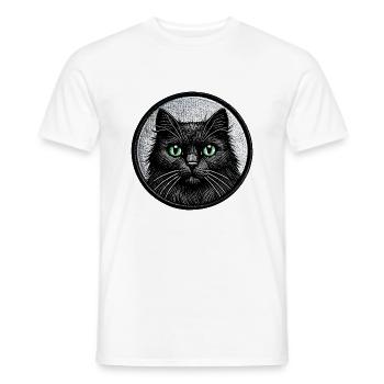 Mysterious black cat motif – unique graphics - Men's T-Shirt - white - Front - AI Model Male 178 dark (178cm)