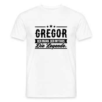 Man Myth Legend Gregor - Men's T-Shirt - white - Front - AI Model Male 178 dark (178cm)