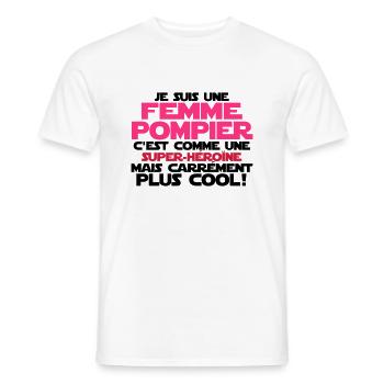 je suis une femme pompier - T-shirt homme - blanc - Devant - AI Model Male 178 dark (178cm)