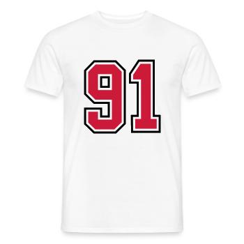 91 sports jersey football number - Men's T-Shirt - white - Front - AI Model Male 178 dark (178cm)