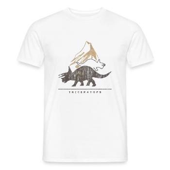 Dinosaurier: Triceratops (in die Jahre gekommen) - Men's T-Shirt - white - Front - AI Model Male 178 dark (178cm)