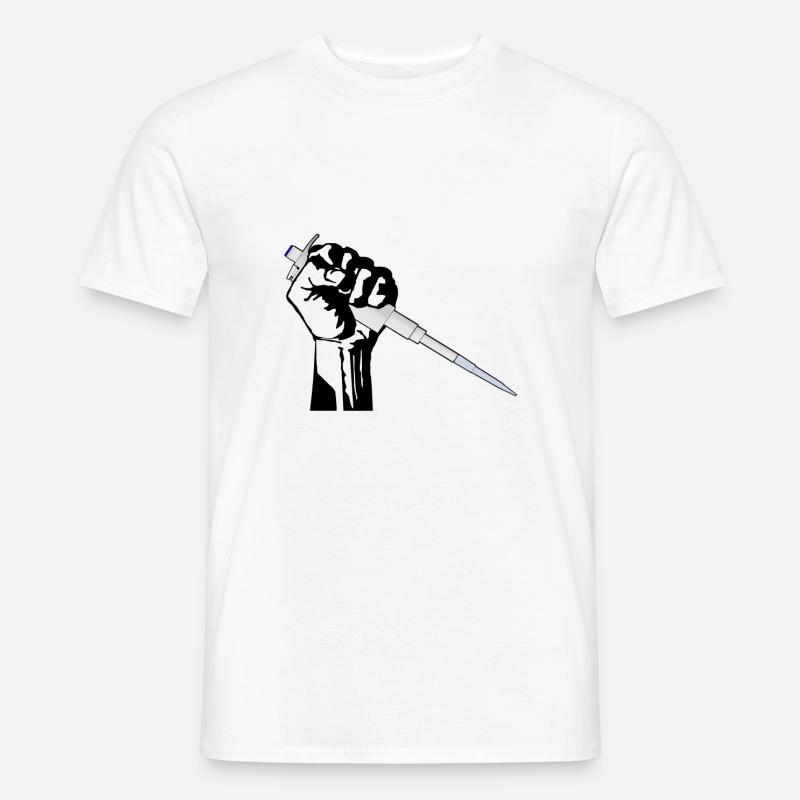 Arbeiter Faust mit Pipette - Nerd Wissenschaft - Männer T-Shirt - Weiß
