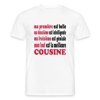LA MEILLEURE COUSINE 111 - Men's T-Shirt - white - Front - AI Model Male 178 dark (178cm)