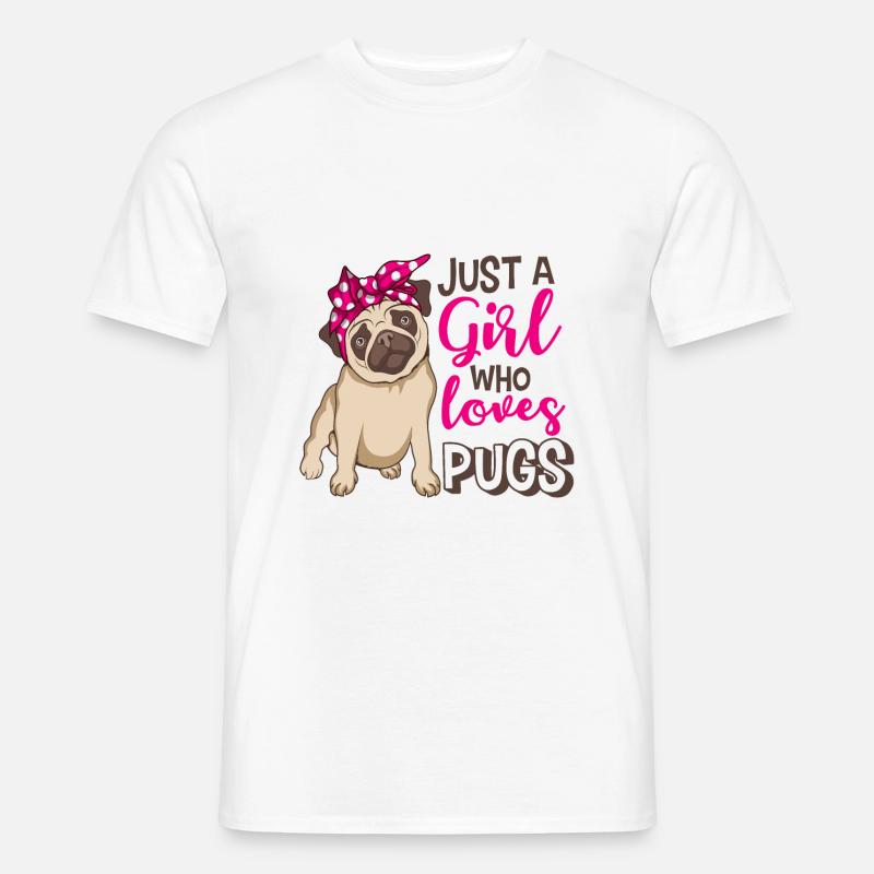 Pug Mops Mädchen - Männer T-Shirt - Weiß