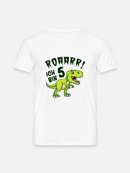 5. Geburtstag Dinosaurier - Männer T-Shirt - Weiß