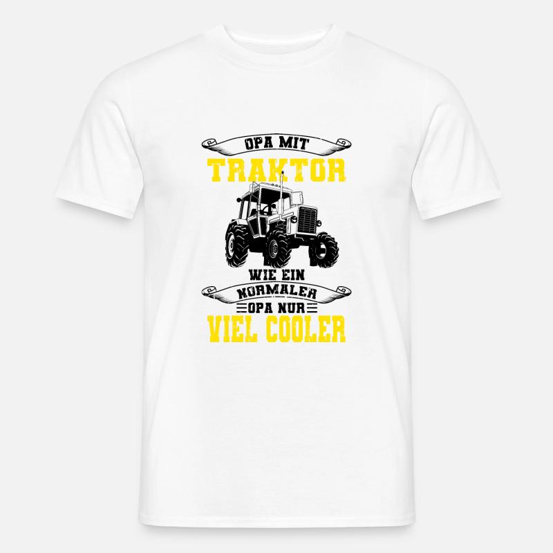 Opa Mit Traktor - Männer T-Shirt - Weiß