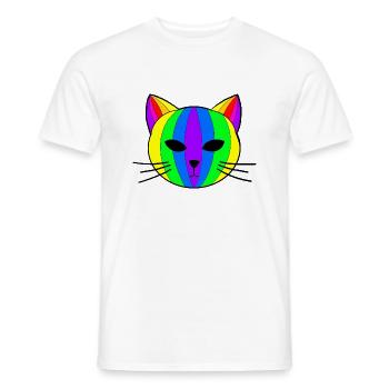 Regenbogen Katze - Männer T-Shirt - Weiß - Vorne - AI Model Male 178 dark (178cm)