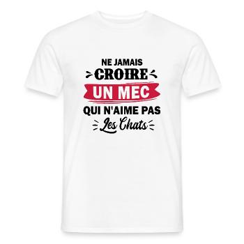 humour chat / chat domestique / humour femme - T-shirt homme - blanc - Devant - AI Model Male 178 dark (178cm)