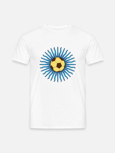Argentinien Sonne Argentinischer Fußball - Männer T-Shirt - Weiß