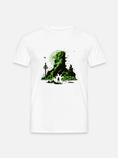 Science Fiction Artwork in 8 Bit Videospiel Grafik - Männer T-Shirt - Weiß