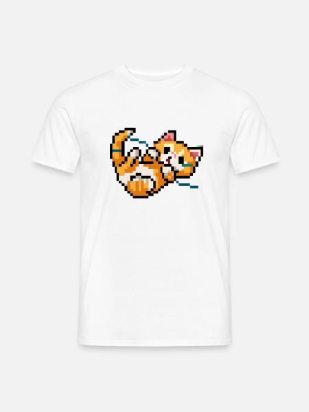 Kätzchen am Spielen in Pixel Art - Männer T-Shirt - Weiß