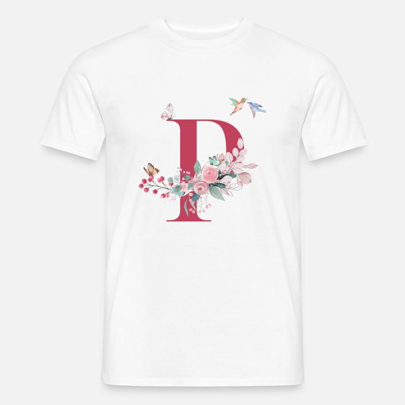 Buchstabe p floral - Geschenkidee - Männer T-Shirt - Weiß