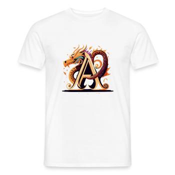 Buchstabe A mit Drache - Männer T-Shirt - Weiß - Vorne - AI Model Male 178 dark (178cm)