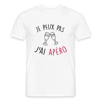je peux pas j'ai apéro / apéritif / alcool - T-shirt homme - blanc - Devant - AI Model Male 178 dark (178cm)