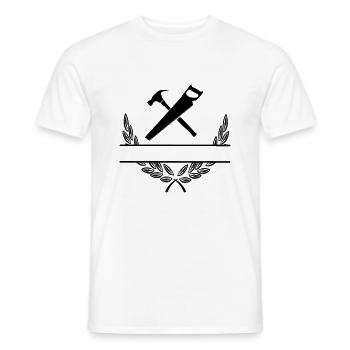 Marteau et scie dans la couronne de laurier - T-shirt homme - blanc - Devant - AI Model Male 178 dark (178cm)