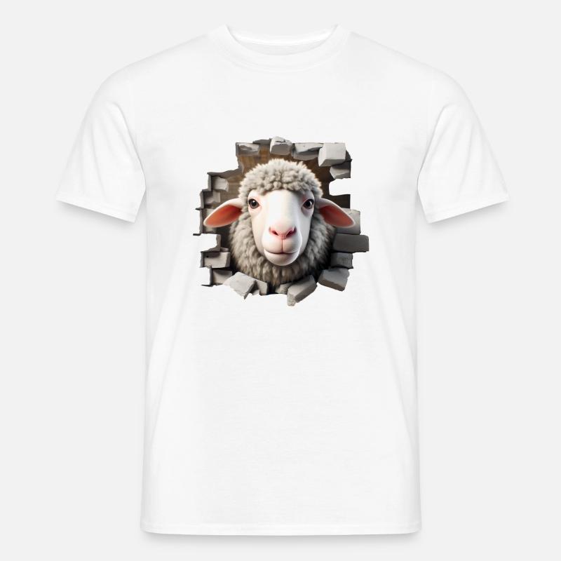 Schaf Kopf im Loch 2 - Männer T-Shirt - Weiß