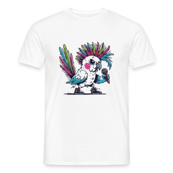 Cacatoès punk avec mohawk - T-shirt homme - blanc - Devant - AI Model Male 178 dark (178cm)