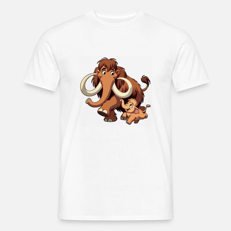 Mammutmutter und Kind - Männer T-Shirt - Weiß