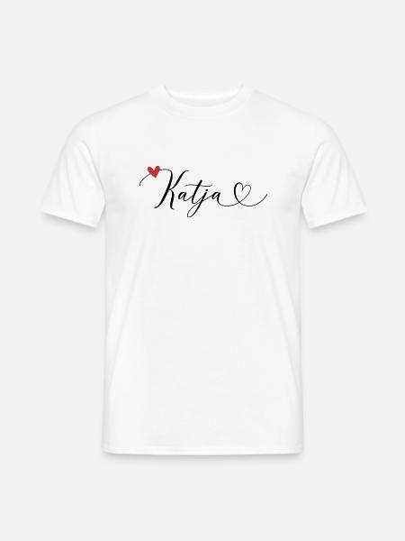 Katja Name Vorname Kalligrafieherz - Männer T-Shirt - Weiß