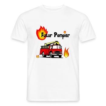 pompier - T-shirt homme - blanc - Devant - AI Model Male 178 dark (178cm)