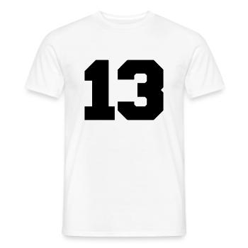 13 - Männer T-Shirt - Weiß - Vorne - AI Model Male 178 dark (178cm)