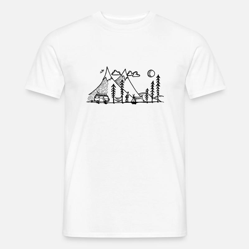 Camper Simple Mountain and Campfire - Männer T-Shirt - Weiß