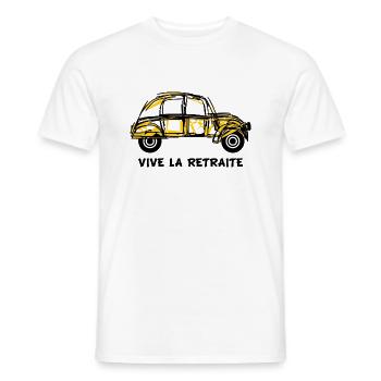 BONNE RETRAITE. JOYEUSE RETRAITE. VIVE LA RETRAITE - T-shirt homme - blanc - Devant - AI Model Male 178 dark (178cm)